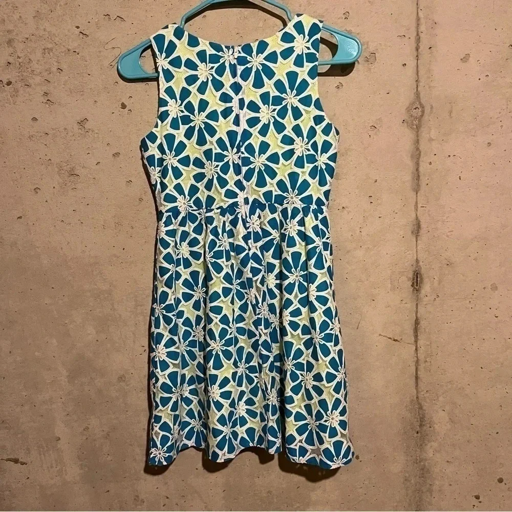 Justice Girls Dress Size 12 Lace Blue Lined Neon Green Floral Summer Party